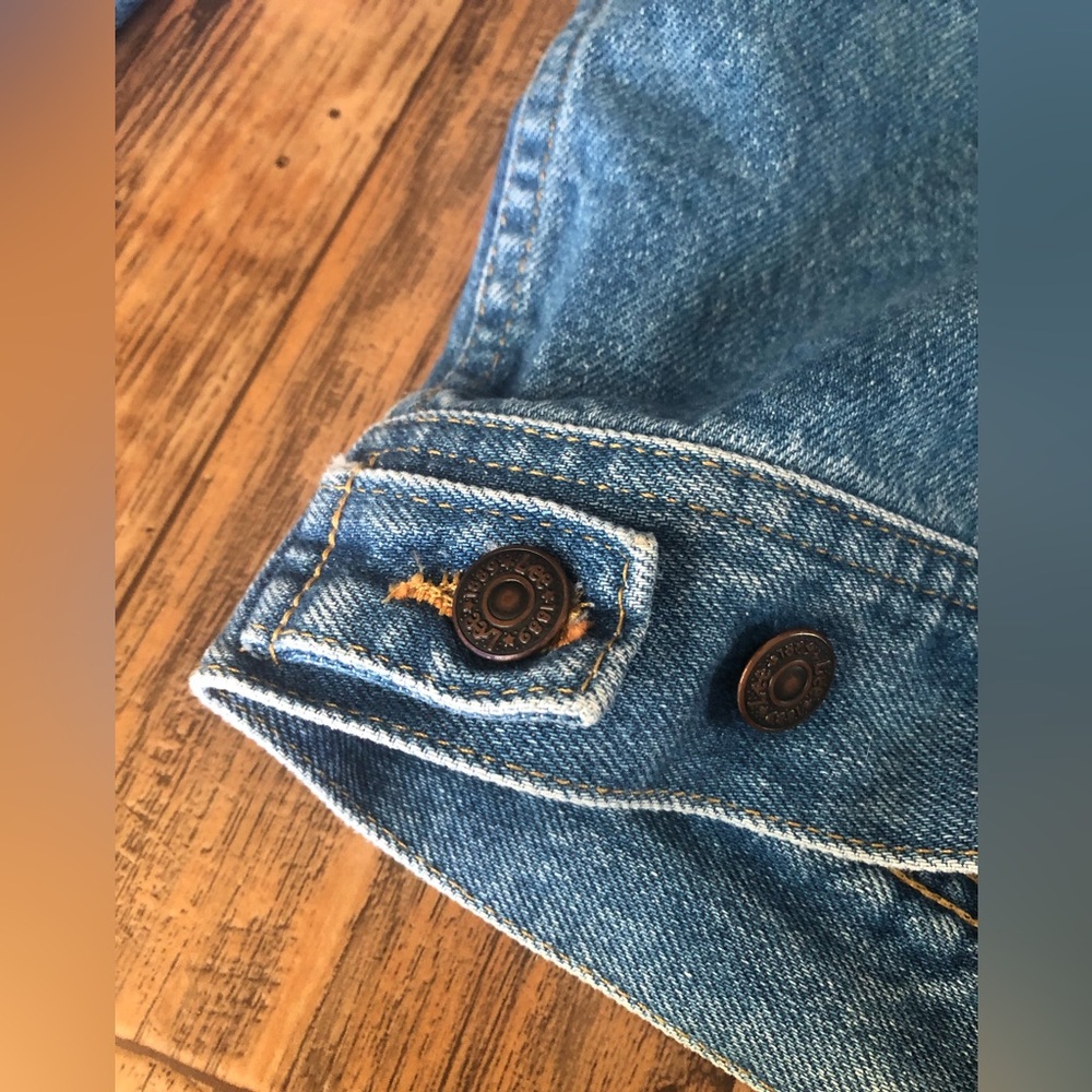 Vintage Authentic Lee Denim Jean Jacket Go The Extreme Patch Truckers Size M? - Picture 6 of 8